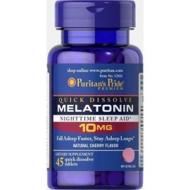 Puritan's Pride Melatonin 10 mg Quick Dissolve Cherry Flavor 45 смоктальних таблеток