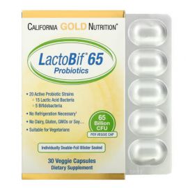 California Gold Nutrition LactoBif Probiotics 65 Billion CFU 30 рослинних капсул