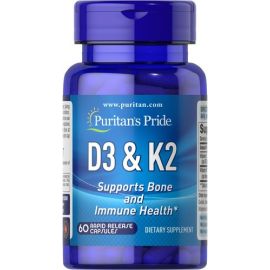 Puritan's Pride Vitamin D3 & K2 60 Капсул