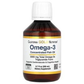 California Gold Nutrition  Norwegian Extra Strength Omega 3 Fish Oil Lemon 200 ml, Лимон