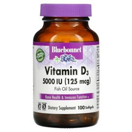 Bluebonnet Vitamin D3 125 mcg (5,000 IU) 100 капсул