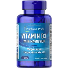 Puritan's Pride Vitamin D3 With Magnesium 60 таблеток