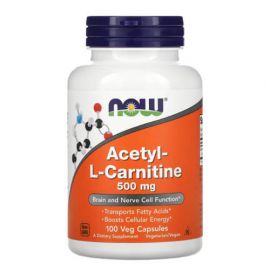 NOW Acetyl-L-Carnitine 500 mg 100 рослинних капсул