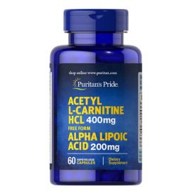 Puritan's Pride Acetyl L-Carnitine 400 mg with Alpha Lipoic Acid 200 mg 60 капсул