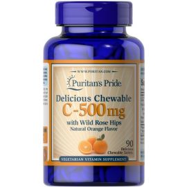 Puritan's Pride Vitamin C Chewable 500 mg with Rose Hips 90 смокатльних таблеток