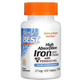 Doctor's Best High Absorption Iron with Ferrochel 27 mg 120 таблеток