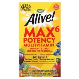 Nature's Way Alive! Max6 Potency Multivitamin No Added Iron 90 капсул