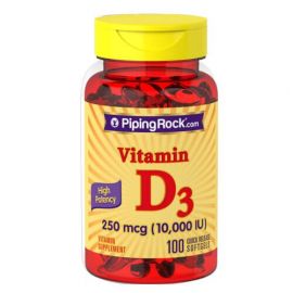 PipingRock High Potency Vitamin D3 10,000 IU 100 рідких капсул