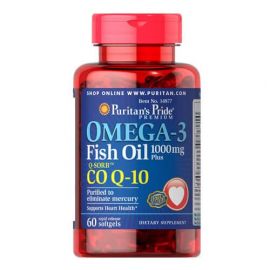 Puritan's Pride Omega-3 Fish Oil 1000 mg + Co Q -10 30 mg 60 гелевих капсул