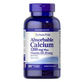 Puritan's Pride Absorbable Calcium Plus Vitamin D-3 200 капсул