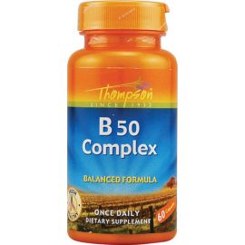 Thompson Vitamin B-50 Complex, Комплекс витаминов группы В, высокое содержание, 60 капсул на 60 дн. До 01/2027