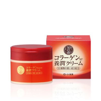 Rohto 50 no Megumi Yojun Aging Care антивозрастной крем с коллагеном, гиалуроновой к-той, Q10, 90 г