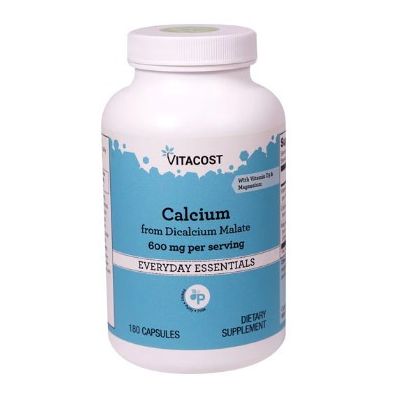 Vitacost Calcium from Dicalcium Malate 600 mg, кальций, магний, витамин D3, 180 капсул на 60 дней. До 05/2026