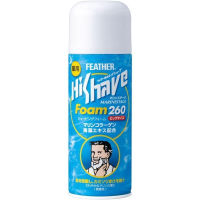 Feather Hi Shave Marinestage Foam пена для бритья с глицирризиновой кислотой, коллагеном, водорослями, 260 г
