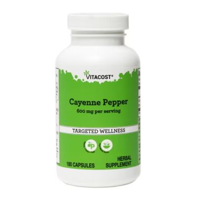Vitacost Cayenne Pepper кайенский перец, 180 капсул на 90 дней. До 10/2027
