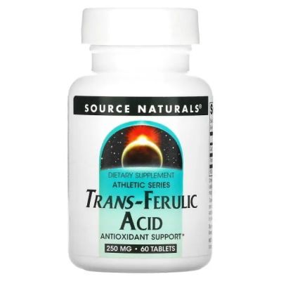 Source Naturals Trans-Ferulic Acid Athletic Series Транс-феруловая кислота 250 мг, 60 таблеток. До 06/2027