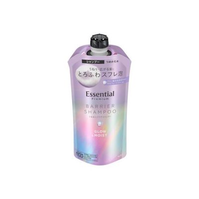Kao Essential Premium Moisture Barrier Shampoo Увлажняющий шампунь для непослушных волос, запасной блок 340 мл