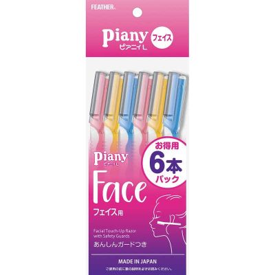 Feather Piany L Face Razor Женские станки для лица, 6 шт