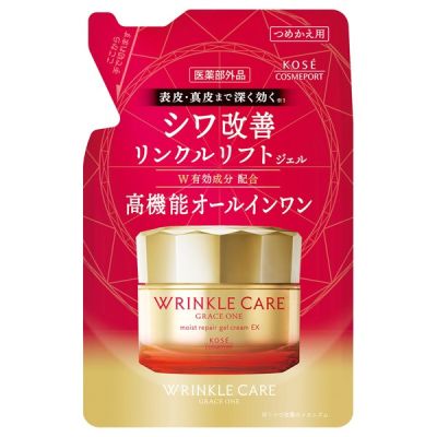 Kose Grace One Wrinkle Care Moist Gel Cream EX крем-гель с ниацинамидом от морщин, увлажнение и лифт., реф 90г