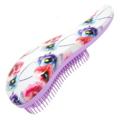 ANNECY Megami Hair Brush TK-1101 Женская щетка для непослушных волос, цветочный узор, фиолетовая