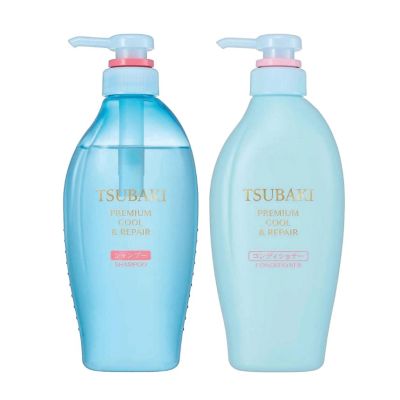 Shiseido Tsubaki Premium Cool & Repair Set Шампунь и кондиционер, охлаждение и восстановление, набор 2х450 мл
