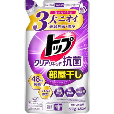 LION Top Clear Liquid Antibacterial Антибактериальное средство для стирки, сушки в помещении, пополнения 500 г