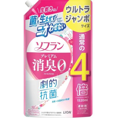 LION Soflan Premium Кондиционер для белья, цветочный аромат, пополнение 1520 мл