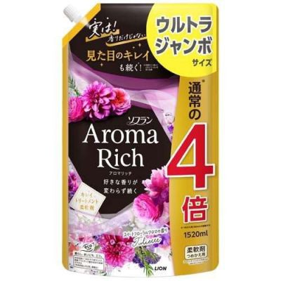 LION Soflan Aroma Rich Juliet Парфюмированный кондиционер для белья, цветочный аромат, пополнение 1520 мл