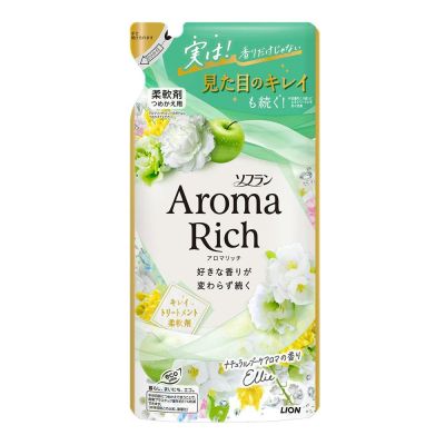 LION Soflan Aroma Rich Ellie Парфюмированный кондиционер для белья, аромат свежего букета, пополнение 380 мл
