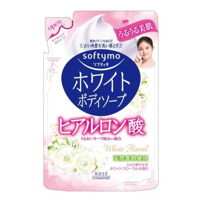 KOSE Softymo White Body Soap Жидкое мыло для тела с гиалуроновой кислотой, цветочный аромат, пополнение 420 мл