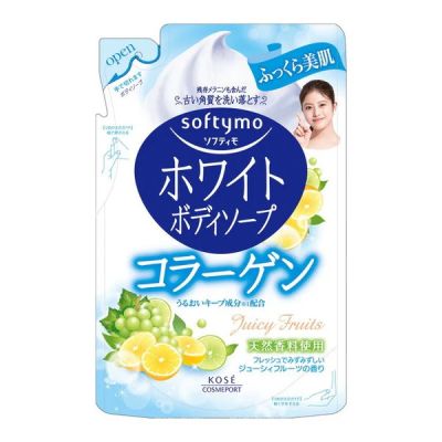 KOSE Softymo White Body Soap Жидкое мыло для тела с коллагеном, фруктовый аромат, пополнение 420 мл