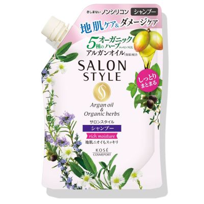 KOSE Salon Style Shampoo Rich Moisture Увлажняющий шампунь, цветочный аромат, пополнение 360 мл