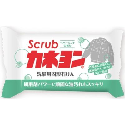 Kaneyo Scrub Kaneyon Хозяйственное мыло с абразивом твердое для удаления пятен, мятный аромат, 110 г