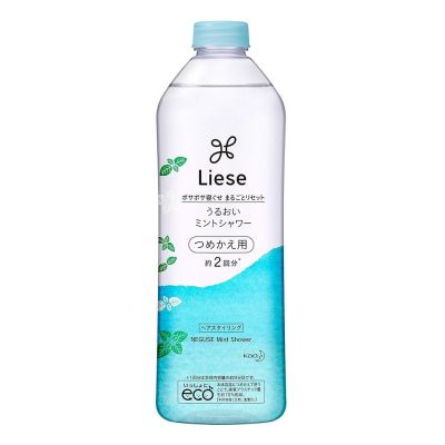 Као Liese Moisture Mint Shower Спрей для разглаживания непослушных волос, аромат мяты, пополнения 340 мл
