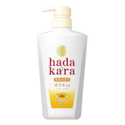 LION Hadakara Жидкое мыло для тела, удерживает влагу на коже, аромат розы, 480 мл