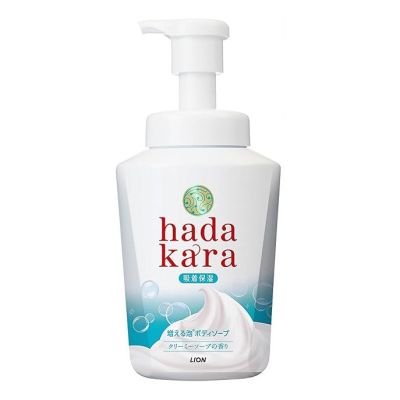 LION Hadakara Foam Увлажняющее пенное мыло для тела, аромат кремового мыла, 550 мл