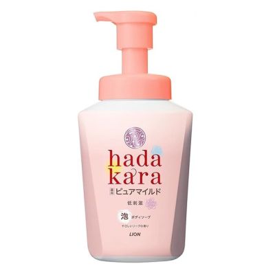 LION Hadakara Foam Нежное пенное мыло для детей и взрослых, аромат мыла и персика, 550 мл