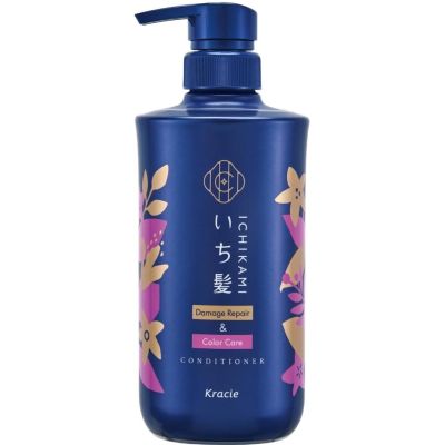 Kracie Ichikami Damage Repair & Color Care Conditioner Восстанавливающий кондиционер для поврежденных волос, с дозатором, 480 г