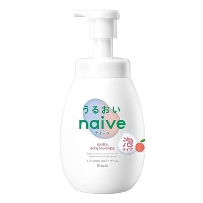 Kracie Naive Foaming Body Soap Moisturizing Пенистое увлажняющее мыло для тела с экстрактом листьев персика, 600 мл