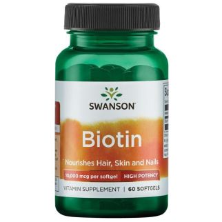 Swanson Biotin Биотин, 10000 мкг, 60 капсул. До 12/2025