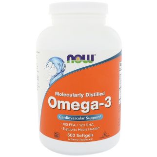 NOW OMEGA 3 (500 капсул) Рыбий жир-концентрат в капсулах по 1000мг