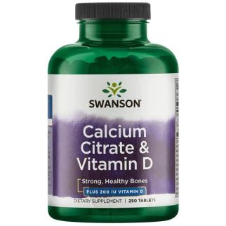 Swanson Premium Calcium Citrate & Vitamin D Кальция цитрат 315 мг и витамин D 5 мкг 250 таб