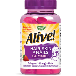 Natures Way Hair Skin & Nails with Collagen (100 мг) биотин 2500 мкг 60 жевательных конфет