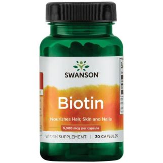 Swanson Biotin Биотин, 5000 mcg, 30 капсул. До 12/2025