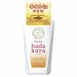 LION Hadakara мыло для душа, удерживающее влагу на коже, аромат розового масла, 480 мл