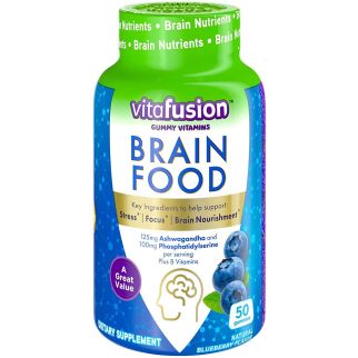 Vitafusion Brain Food здоровье мозга фосфатидилсерин, ашваганда, витамины В, черника 50 малмеладок 25 дней