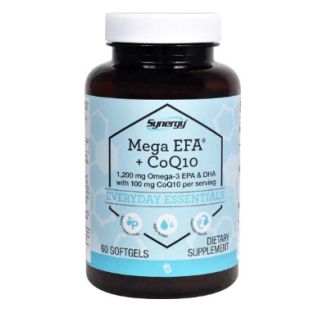 Vitacost Synergy Mega EFA + CoQ10, Омега-3 с Коэнзимом Q10, вкус клубники, 60 желат. капс на 30 дн. До 11/2026