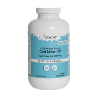 Vitacost Cold Water Arctic Cod Liver Oil жир печени арктической трески 1100 мг, 300 капсул
