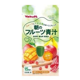 Yakult Health Foods Утренний фруктовый зеленый сок з екстрактом ячменя, 7 г x 15 пакетиков