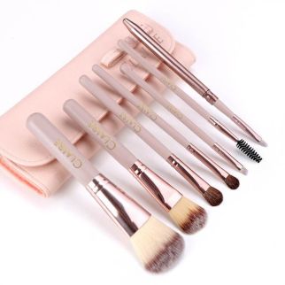 CLAIRE Makeup brush set Набор 7 кистей для макияжа с розовым чехлом, отделением для хранения